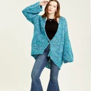 Free People Arctic Combo Home Town Open Sweater Cardigan Bell Sleeves Oversized